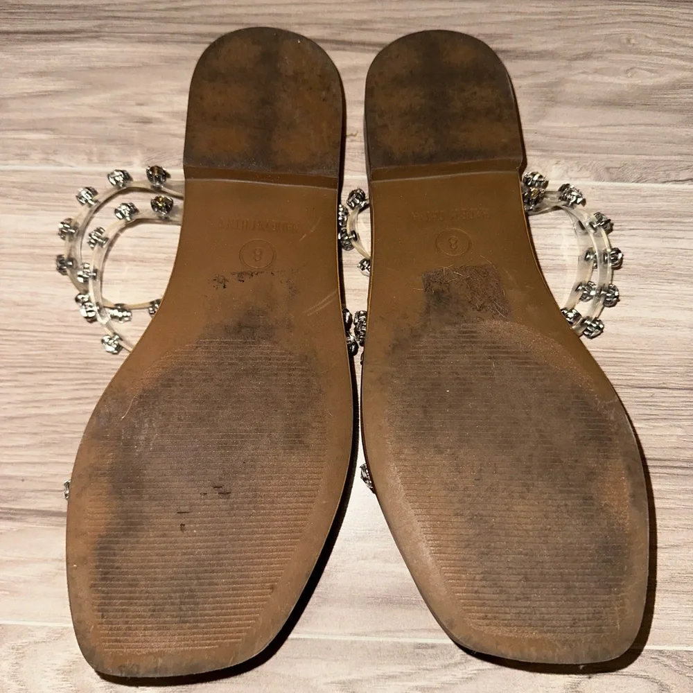 Steve Madden Tan Footbed Sandals with Clear Crystal-Strap Embellishments - Picture 3 of 4